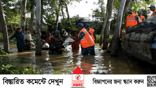 হবিগঞ্জে বন্যার্তদের উদ্ধার ও ত্রাণ সহায়তায় সক্রিয় কোস্ট গার্ড