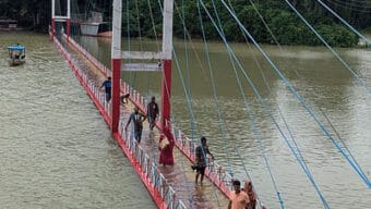 ডুবে গেছে রাঙামাটির ঝুলন্ত সেতু