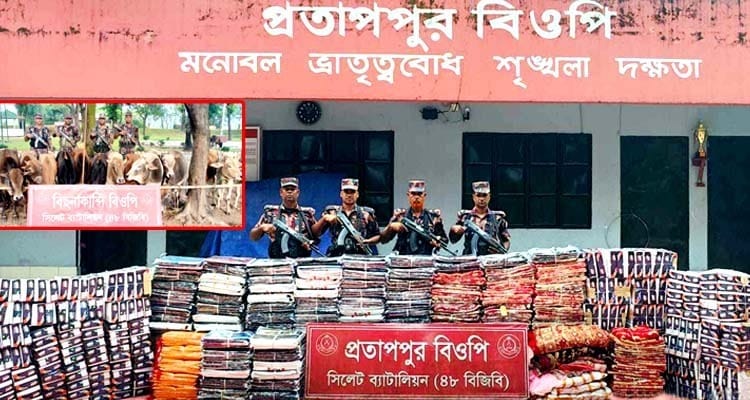 বিজিবি’র অভিযানে ১ কোটি ৮০ লাখ টাকার ভারতীয় পণ্য জব্দ