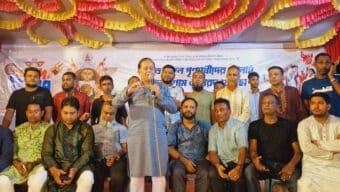 দক্ষিণ সুরমায় পূজা মণ্ডপ পরিদর্শনে ইমদাদ চৌধুরী