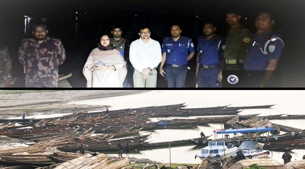 ধলাই নদীতে বালুসহ ১৩৬টি নৌকা জব্দ করেছে টাস্কফোর্স