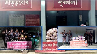 সিলেটে বিজিবির অভিযানে ভারতীয় চোরাই পণ্য ও যানবাহন আটক