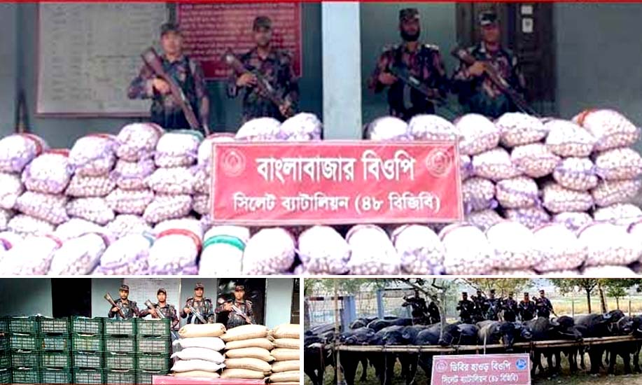 সীমান্তে আজও বিপুল পরিমাণ চোরাই পণ্য জব্দ