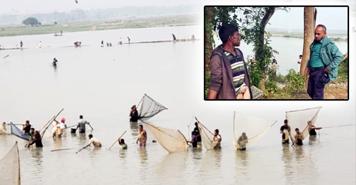 দক্ষিণ সুরমার মেদ্দী বিলের মাছ হরিলুট তাকিয়ে রইলো পুলিশ