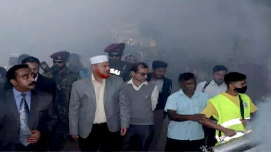 সিলেটে গাভিয়ার খাল পরিষ্কারকরণ ও মশক নিধন ‘‘কামান নিয়ে’’