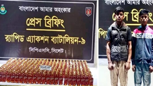 সিলেটে ৪৩৪ বোতল বিদেশি মদসহ ২ কারবারি আটক