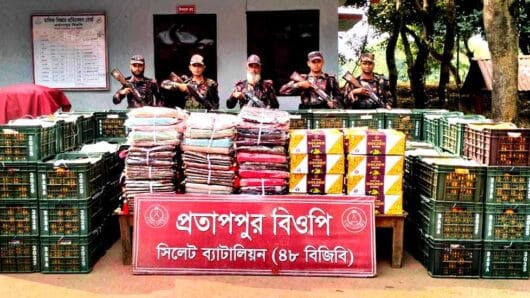সিলেট সীমান্তে জব্দ প্রায় কোটি টাকার ভারতীয় পণ্য