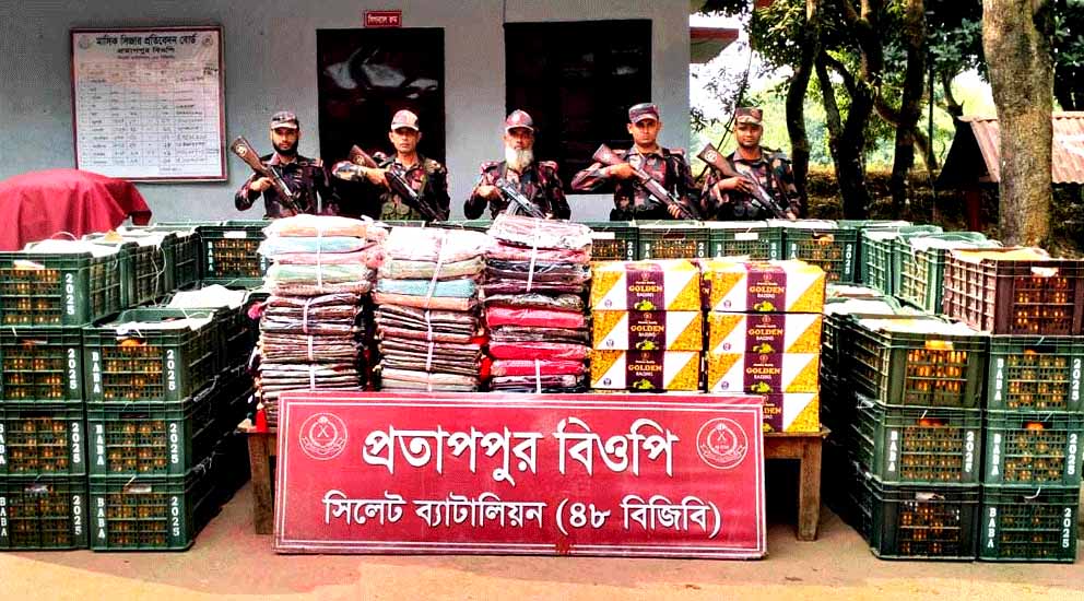 সিলেট সীমান্তে জব্দ প্রায় কোটি টাকার ভারতীয় পণ্য