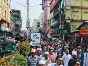 ইসরায়েলের গণহত্যার প্রতিবাদে উত্তাল সিলেট