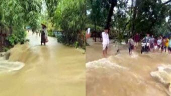 ভারি বৃষ্টিপাত ও পাহাঢ়ি ঢলে কানাইঘাটের বিভিন্ন এলাকা তলিয়ে গেছে